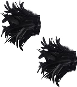 keland Gothic sjaal voor heren, met natuurlijke veren en schouders, voor Halloween en feestjes — thumbnail 4
