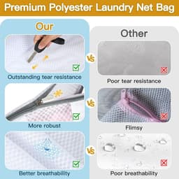 SnelShoppen - Pack van 6 Wasnetten voor Wasmachine, 5 Maten Waszakken met Rits en Handvatten, Herbruikbare Waszak voor Shirts, Jassen, Ondergoed, Baby — thumbnail 5