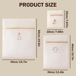 SnelShoppen - Set van 3 wasnetten voor wasmachine, dikke waszak met geel borduurwerk, anti-vervorming, ritssluiting, bescherming voor delicate kleding — thumbnail 3