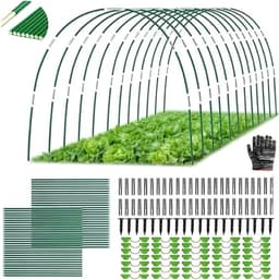 SnelShoppen - Tunnels voor Tuin - 70-delige Fiberglas Tunnelboog Set voor Raised Bed, Folietunnel, Tuin Arches, Grondankers, Groene Kleur — thumbnail 1