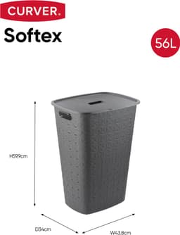 Curver Softex Wasmand met Deksel 56L - 2 stuks - Antraciet — thumbnail 2
