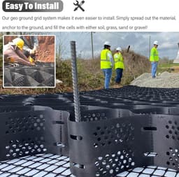 Grondstabilisator Raster - Oprit Stabiliseren - Pad Aanleggen - Zware Belasting - 40x40 cm - Zwart — thumbnail 4