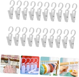 Kunststof Kledinghanger Clips - Washaken Ophangclips - Spullen Ophangen - Sterke Klemkracht - 20 Stuks - Wit — thumbnail 5