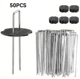 50 U-vormige gegalvaniseerde grondpinnen, 15 cm, tuinankers, stevige ankers, roestvrij, Geschikt voor onkruidbestrijding, gazons, tenten en kamperen. — thumbnail 2