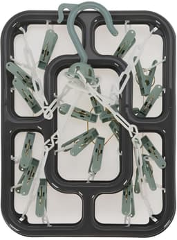 Storage Solutions Droogcarrousel / droogmolen - 2x - grijs / groen - met 18 knijpers - 24 x 31 cm - kunststof — thumbnail 4