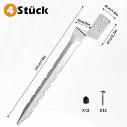 SnelShoppen - Set van 4 Impact Sleeves L-vormige Grondankers 50 cm van Verzinkt Staal voor Hamerinstallatie, Ondersteuning voor Houten Posts, Speeltor — thumbnail 5