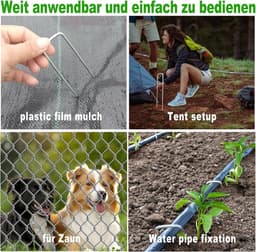 SnelShoppen - Pack van 20 Galvaniseerde Stalen Grondankers 200x25x4 mm - Tuin Haringen, Tentankers, Grondpinnen voor Onkruiddoek en Tuinfleece — thumbnail 5