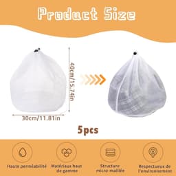 SnelShoppen - 5 Stuks Wasnetten voor Wasmachine - 30 x 40 cm, Fijnmazige Waszakken met Koordstopper voor Ondergoed, Sokken, Handdoeken en Meer — thumbnail 4