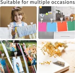 SnelShoppen - 20 Stuks Mini Houten Clips Hartvorm met 2m Jute Touw, Foto Clips voor DIY Decoratie, Witte Hart Clips voor Feesten en Creatieve Projecte — thumbnail 2