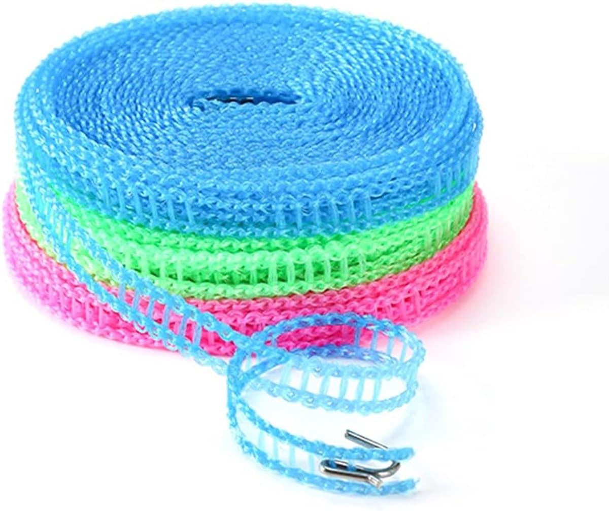 Waslijn Set - Drogere Touwen - Buiten Drogen - Windproof Ontwerp - 3x 5 Meter - Multi Color — afbeelding 1