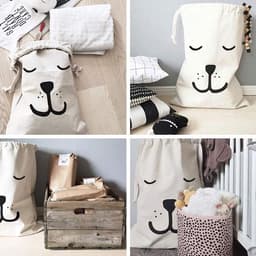 Dailygoods- Waszak Grote Capaciteit - 2 Stuks - Waszakken met Trekkoord - Katoenen/Linnen Waszak - 60 x 48 cm - Wasbaar in de Machine - Opbergzak — thumbnail 4