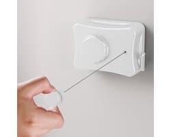Uittrekbare waslijn - Wand wasrek - Kleding drogen - Doorhangvrij design - 51 meter - Wit
