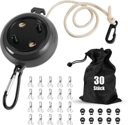 SnelShoppen - Extendable Clothesline 10 m - Camping Waslijn - Lichtgewicht en Compact - Ideaal voor Buiten, Reis, Tuin en Badkamer - Zwart — thumbnail 1