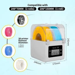 Filament Droger - Droogbox Opbergdoos - 3D Printen Optimaliseren - Grote Capaciteit - Voor 2 Rollen - Zwart — thumbnail 5
