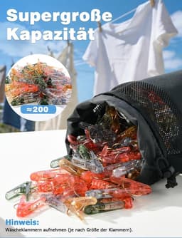Wasknijperzak met Schouderriem en Ophanglus - Diverse Kleur - Voor Maximaal 200 Wasknijpers - Weerbestendig Materiaal - Voor Huis en Tuin — thumbnail 3