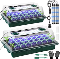 Kas kweekbak, 2 stuks 80 gaten, mini-broeikasset met plantenlamp, kweekplaat met timing-controller, instelbare helderheid, 20 plantenlabels voor opplant — thumbnail 1