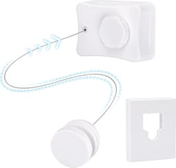 Uitschuifbare Drooglijn Voor Aan De Muur 5m – RVS-lijn 5 m, Vergrendeling, Max. 20 kg, Ruimtebesparend, ABS Behuizing, Wit — thumbnail 1