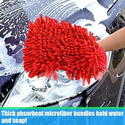 2 stuks microvezel handschoenen, chenille-washandjes, krasbestendig, zacht, absorberende reinigingsset voor auto — thumbnail 3