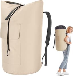 SnelShoppen - Waszak XXL 115 liter, Vuile Was Tas met 2 Gevoerde Schouderbanden, Opvouwbare Opbergzak, Kledingtas voor Reizen, Plunjezak en Rugzak in — thumbnail 1