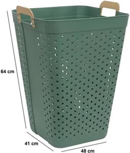 5Five zeer ruime wasmand Kolos - groen - 74 liter - 44 x 64 cm - kunststof - wasbox - mand voor wasgoed - badkamer - met handvatten — thumbnail 5