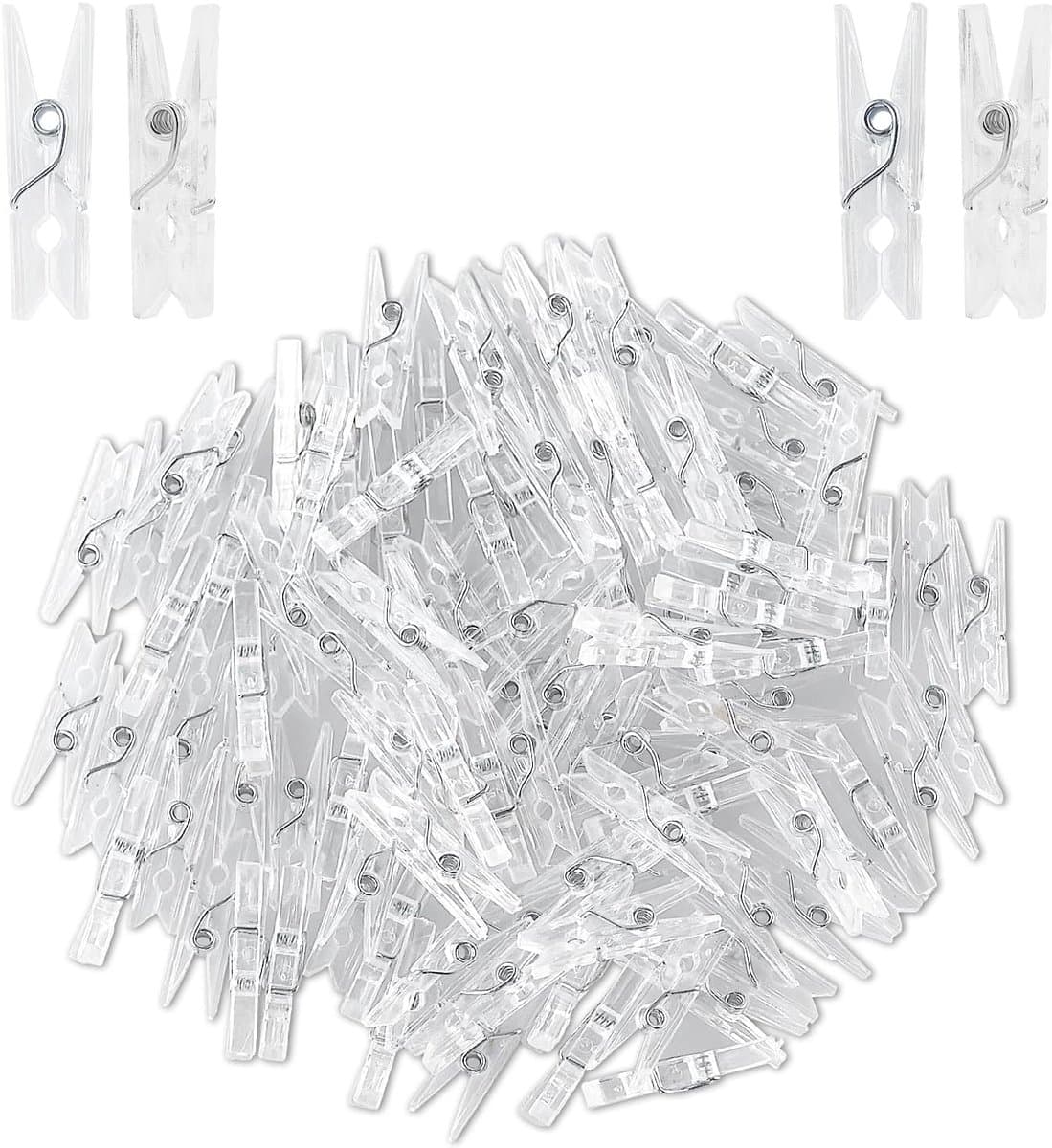 105 Stuks Hangende Clips, Mini-Klemmen, Doorzichtige Wasknijpers, Transparante Plastic Klemmen Voor Het Ophangen Van Foto's, Lichtkettingen — afbeelding 1