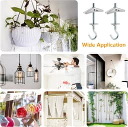 4 Sets M6 Wing Spring Hook, Spring Toggle Wing Bolt Hook, Plafond Gipsplaat Montage Haak, met Zeskant Moeren, Ringen, voor Gipsplaat Holle Wanden Hangende Planten Bevestiging — thumbnail 2