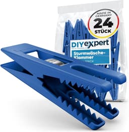 SnelShoppen - 24 Stuks Kledingknijpers Storm 70 x 20 mm, Multifunctionele Klemmen, Sterke Grip, Blauw, Made in Duitsland, Voor Was, Naaien, Tenten, Tu — thumbnail 1