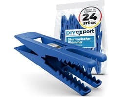 SnelShoppen - 24 Stuks Kledingknijpers Storm 70 x 20 mm, Multifunctionele Klemmen, Sterke Grip, Blauw, Made in Duitsland, Voor Was, Naaien, Tenten, Tu
