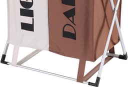 SnelShoppen - 2 Compartiments Wasmand voor Donker & Licht - 60 Liter Vouwbare Wasbasket - Ideaal voor Kleding Sorteren - Badkamer Wassorter met 2 Zakj — thumbnail 5
