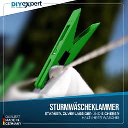 SnelShoppen - 24 x Kledingknijpers Storm 70 x 20 mm, Multifunctionele Klemmen - Sterke Grip, Made in Germany, Groen, Voor Was, Koken, Tuin en Creatief — thumbnail 3