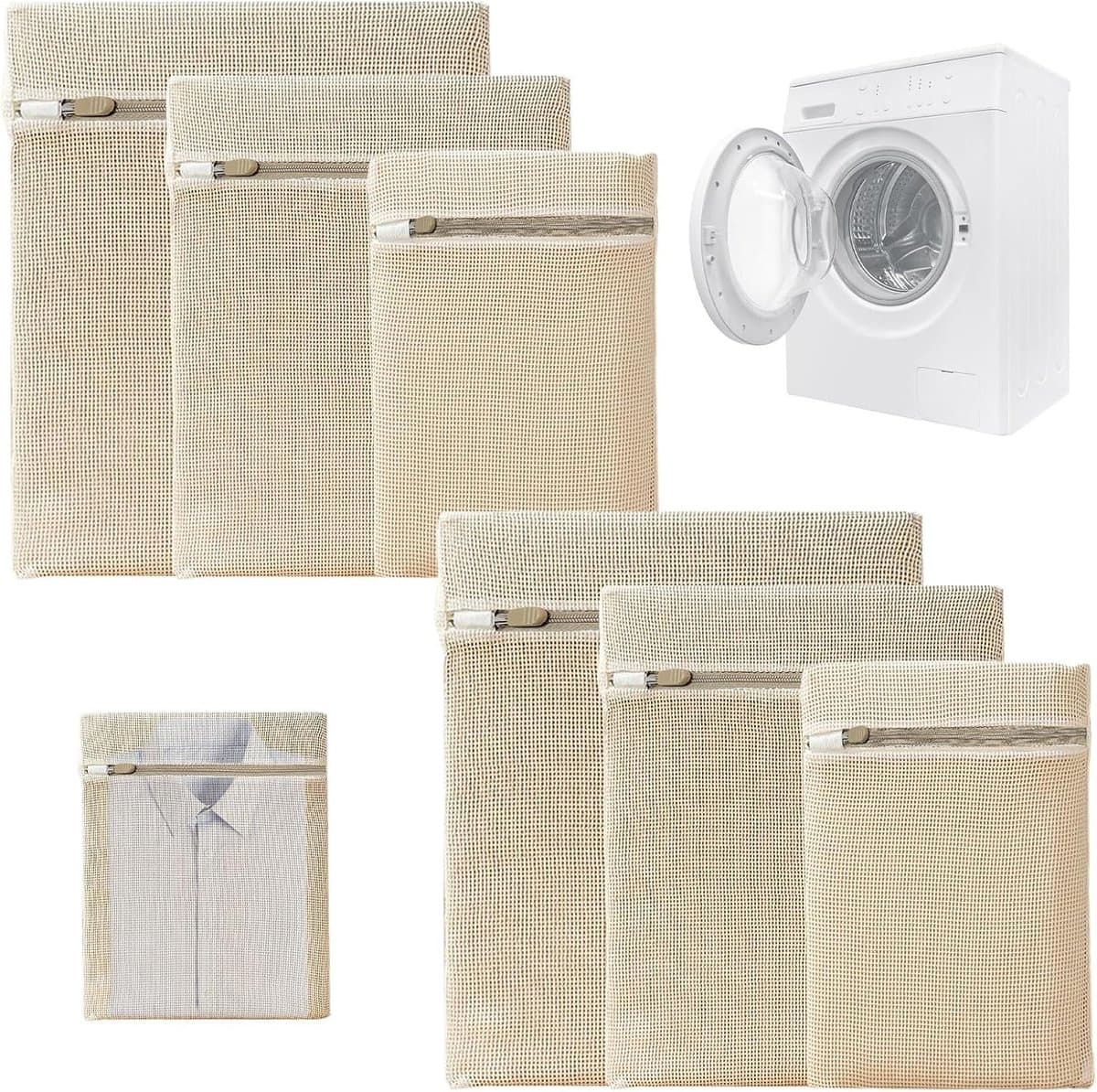 Wasnetjes met ritssluiting - Katoen - 30 x 20 cm - Milieuvriendelijk waszakje voor delicate was — afbeelding 1