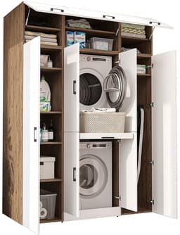 Roomart DORA-I Wasmachine Ombouwkast 160x186 cm - voor 2 Apparaten, 2 Hoge Kasten - Wit — thumbnail 5