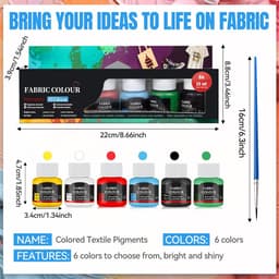 Paint, textielverf, wasbare stofverf voor kleding, T-shirt, jeans, stof, canvas, glas, crème, hout (6 kleuren) — thumbnail 5