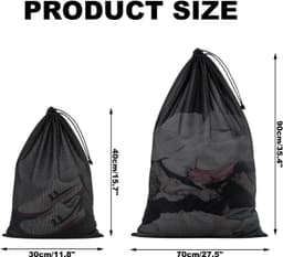 Wasnetten - Zwart - 2 grote en 2 kleine zakken - Scheurbestendig Polyester - Voor Kleding en Reis — thumbnail 5