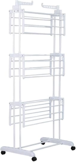 Toren-droogrek, wasdroger, wastoren, 18 meter waslijn, inklapbaar, mobiel, met zijvleugels, voor binnen en buiten (wit) — thumbnail 4