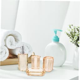 1set Badkameraccessoires Transparante Zeeppomp Tandborstelhouder Zeepschotel Mondspoelbekertje Compact Duurzaam Voor Thuis of Hotelgebruik — thumbnail 2
