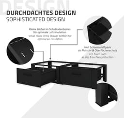 Wasmachine verhoger, Wasmachine Onderstel Dubbele 64x53,5x31,5 cm met lade in zwart ML design — thumbnail 3