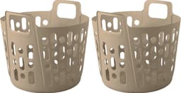 Flexibele wasmand - 2x - beige - 35 liter - kunststof - 39 x 41 x 36 cm — thumbnail 1