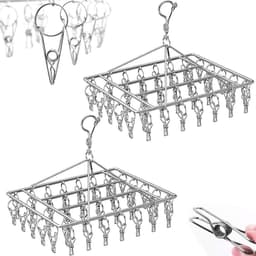Roestvrijstalen sokken-drogers wasrek draaibare sokkenhouder - winddichte kleerhanger - 40 wasknijpers - sokken ondergoed - kleding handschoenen - handdoeken — thumbnail 1