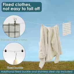 Uittrekbare Waslijn - Camping Waslijn - Kleding Drogen - Met Gespen Clips - 10 Meter - Abrikoos — thumbnail 3