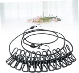 Kledinglijn Set - Reis Waslijn - Buiten Droge Kleding - Met Clips - 2 Stuks - Zwart — thumbnail 5