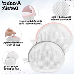 Wasnet voor Ondergoed en Kleding, 2 Stuks Herbruikbare Mesh Waszakken met Rits, Ideaal voor Wasmachine, Roze en Grijs — thumbnail 5