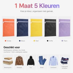 BOTC Waszakken - Wasnetten - Set van 5 - 35x50cm - Bescherm je Wasgoed en Wasmachine - 5 Kleuren — thumbnail 2