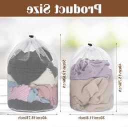 Wasnetten set van 2, herbruikbare waszakken met koordstopper voor delicate kleding, ideaal voor ondergoed, babykleding en sokken (30 x 40 cm, 40 x 50 cm) — thumbnail 2