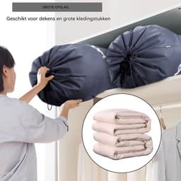 QTTVBTNA – 1 stuk Waszak voor Reizen – Grote Opvouwbare Waszak – Stoffen Wasgoed Opbergzak voor Vuile Was, Reizen, Wasruimte en Slaapkamer – 120L – 61x92 cm – Grijs — thumbnail 4