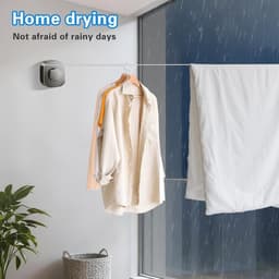 Longzhuo Clothesline Extendible, 4.2m Long, Retractable Clothesline No Drilling, No Drilling Required, Retractable Clothesline Stainless Steel Rope — thumbnail 3