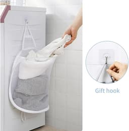 Hangende wasmand van gaas, tweedelige wasmand van gaas Geschikt voor aan de deur, wasmand Geschikt voor aan de muur, opklapbare kledingmand, opvouwbare opbergtas Geschikt voor aan de muur — thumbnail 2