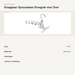 Dailygoods- Droogrek Stevig - Opvouwbaar - Draagbaar - 5 Ophanggaten - Voor Over de Deur - Duurzaam Kunststof - Kledingrek — thumbnail 5
