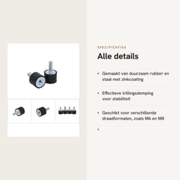 Dailygoods- Rubber Buffers 4x - Trillingsdempers Wasmachine - Trillingsdempers Airco - Trillingsdempers Warmtepomp - Zwart/Zilver - M6 Draaddiameter 6 mm — thumbnail 2
