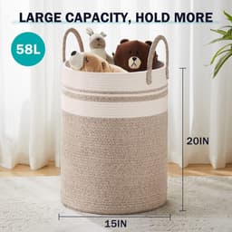 Dailygoods- Wasmand 58L - Gevlochten Opbergmand - Handgemaakt Katoen - Scandinavisch Ontwerp - Veilig voor Kinderen - 38 x 50 cm — thumbnail 4